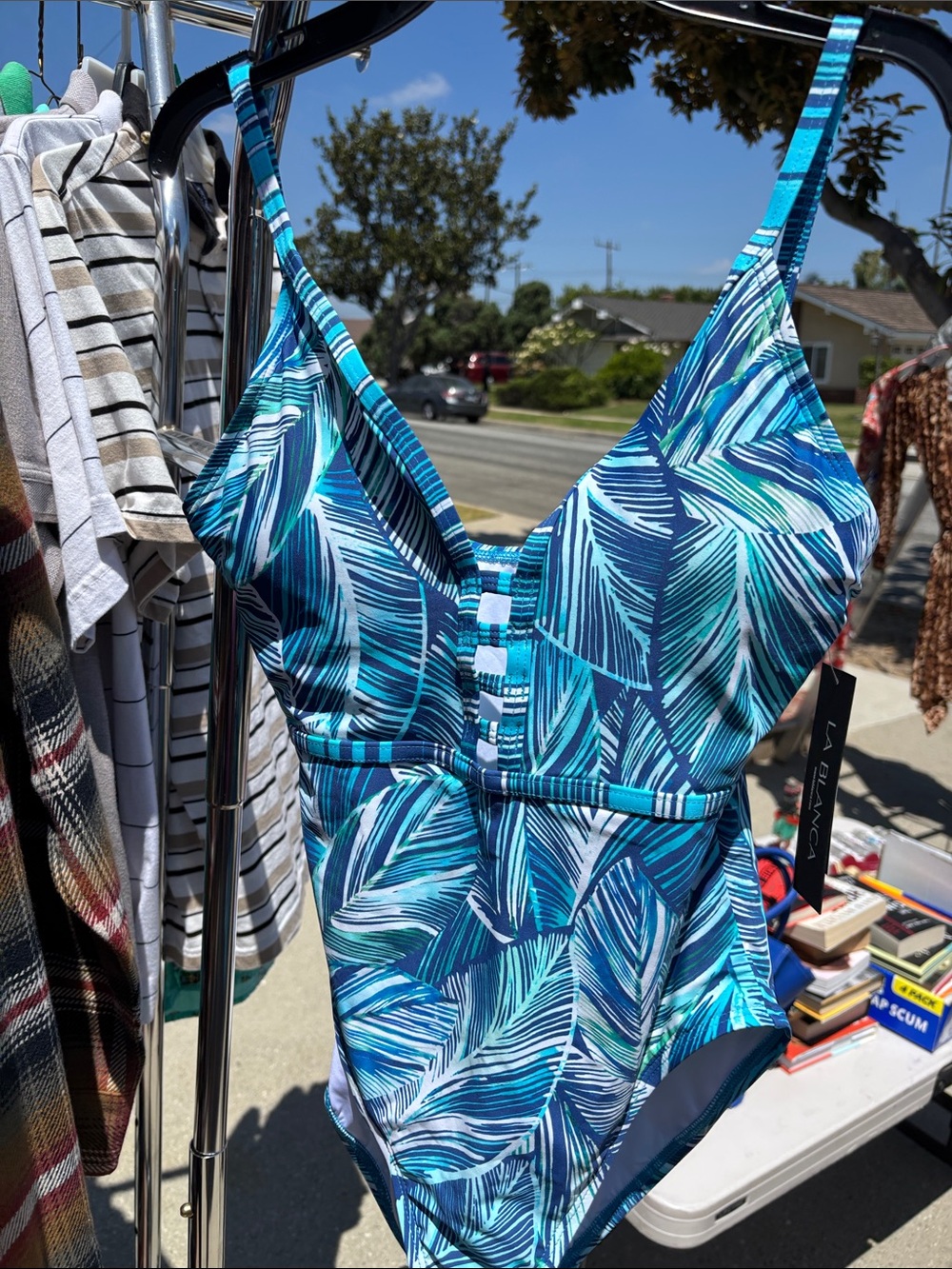 La Blanca Blue Tropical Leaf One-Piece Swimsuit